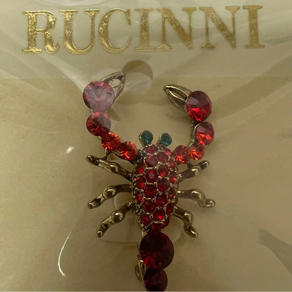 NEW VTG Rucinni Scorpian Swarovski Crystal Pin Brooch 2” Jewelry Gift For her